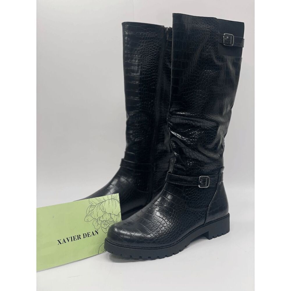 Style & Co Women's Elenorr Buckle Riding Boots - Black Smooth 10M